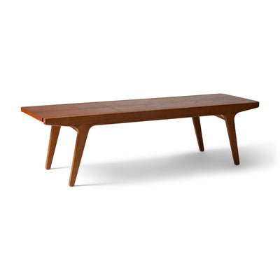 Unique Danish oak bench with a reversible leather & teak top by Unknown, 1960s