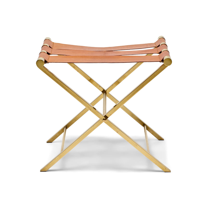 Leather Strap Folding Bench