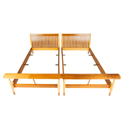 A Pair of Walnut & Birch Twin Beds by Finn Juhl for Baker Furniture Company, 1951