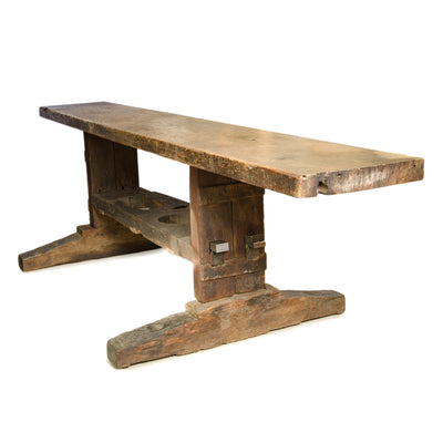 Antique Oak Work Bench or Console Table from USA