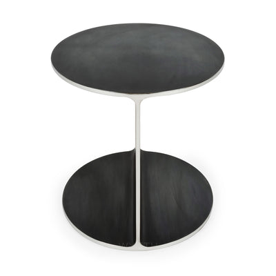 ‘Round I-Beam’ Side Table in Blackened Stainless Steel with Polished Edges by WYETH, Made to Order