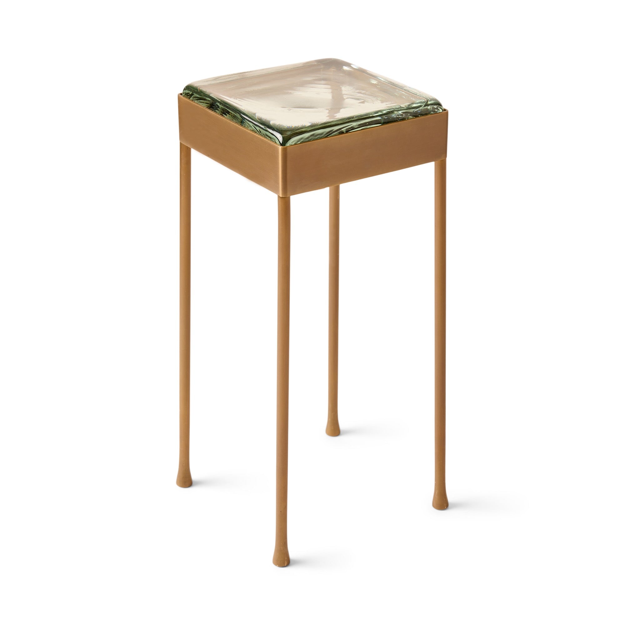 Glass Block Cocktail Table in Darkened Bronze with Round Legs by WYETH, Made to Order