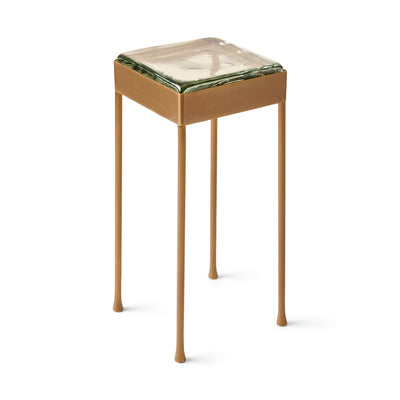 Glass Block Cocktail Table in Darkened Bronze with Round Legs by WYETH, Made to Order