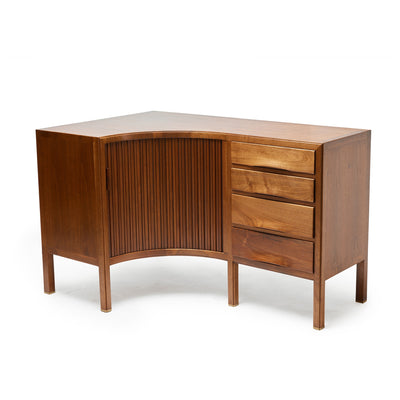 A Corner Walnut Sideboard With Tambour Doors by Edward Wormley for Dunbar, 1950's