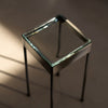 'Vista' Glass Block Table in Blackened Polished Stainless Steel with Round Legs by WYETH