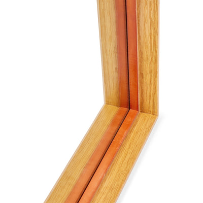 Original ‘Thin Line’ Solid Wood Mirror with Leather Trim by WYETH, Made to Order