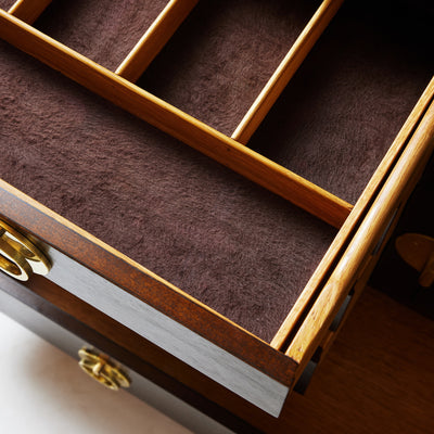 Modernist sideboard cabinet with unique bronze hardware. by Edward Wormley for Dunbar - WYETH