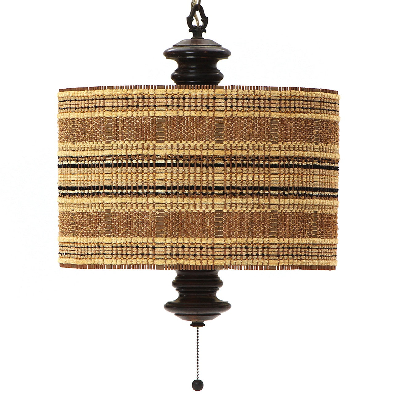 Woven Chenille and Stick Drum Shade Pendant Light