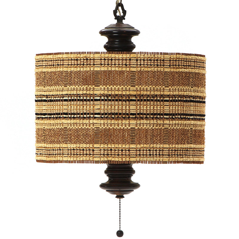 Woven Chenille and Stick Drum Shade Pendant Light