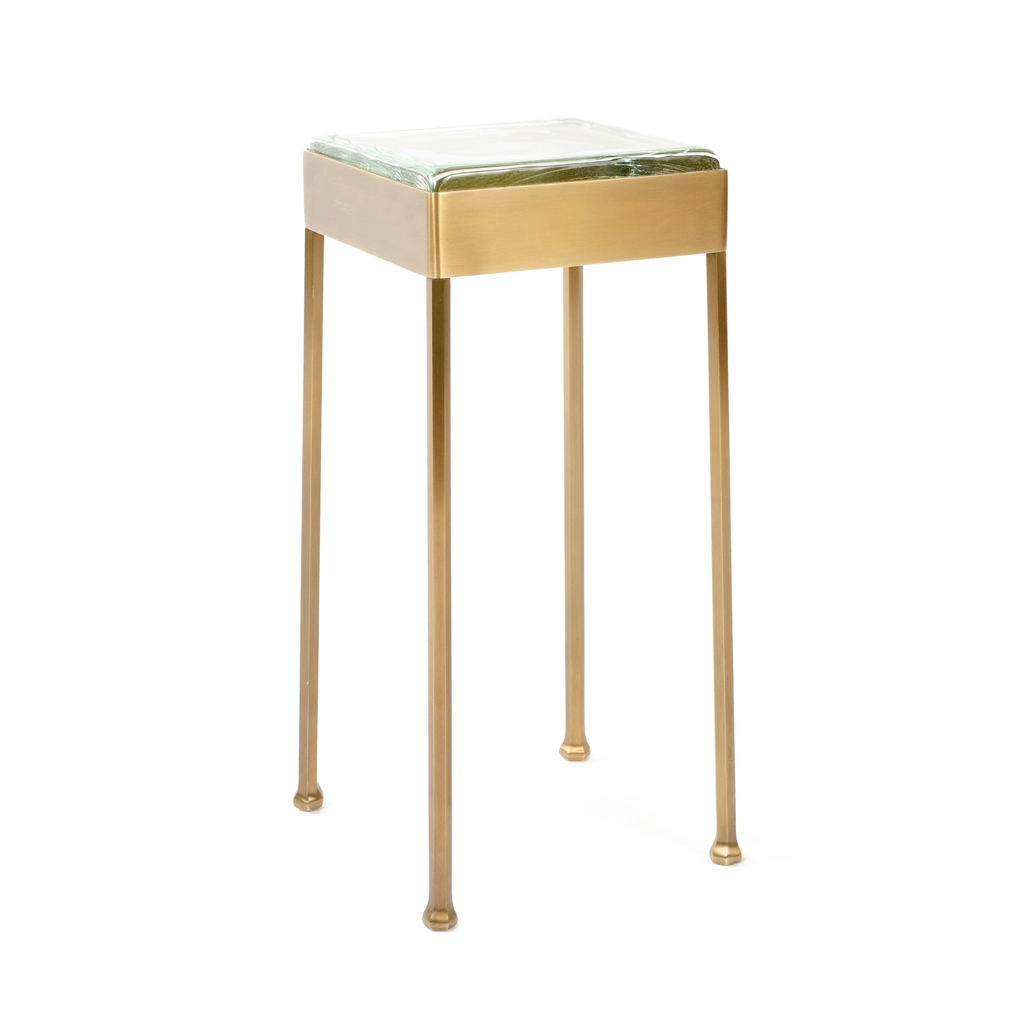 'Glass Block' Side Table in Patinated Bronze with Faceted Legs by WYETH, Made to Order