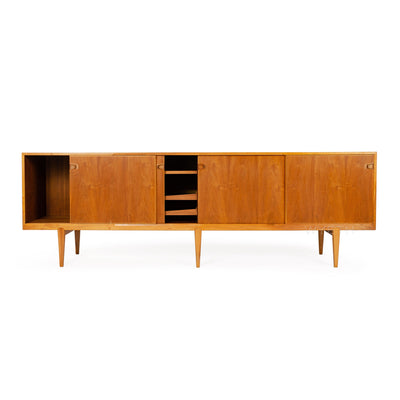 Long Walnut Sliding Door Cabinet by H. Rosengren Hansen for Brande Møbelindustri