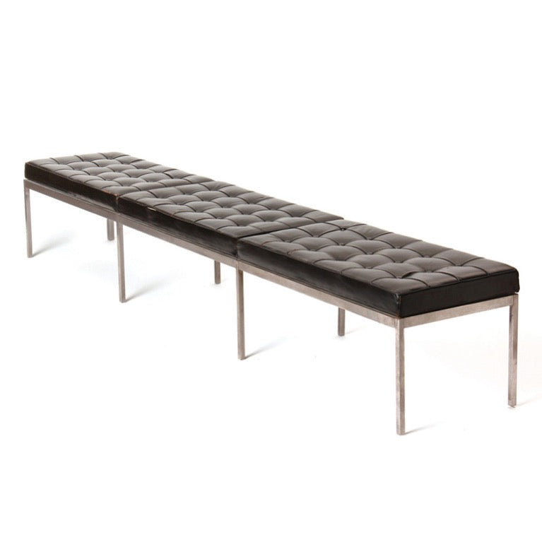 Long Leatherette Bench by Florence Knoll for Knoll