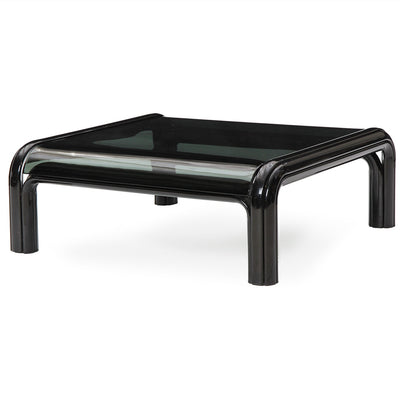 Pair of Glass and Steel Low Tables by Gae Aulenti, 1970s