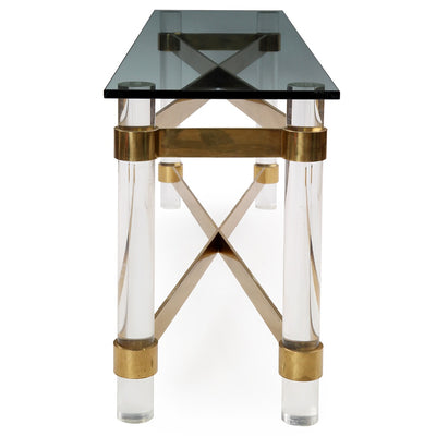 Lucite and Brass Console by Karl Springer, 1970s