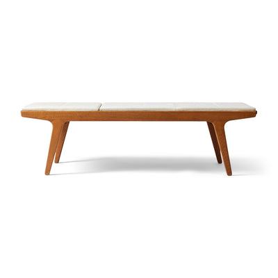 Unique Danish oak bench with a reversible leather & teak top by Unknown, 1960s