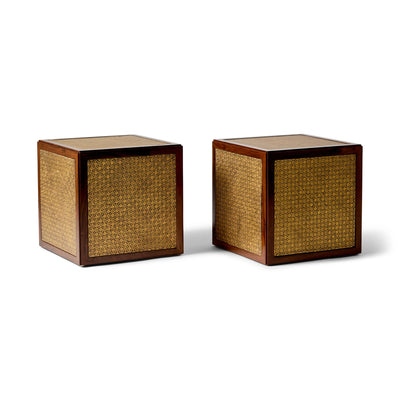 Rosewood and Leather Cube Side Table by Dunbar for Edward Wormley