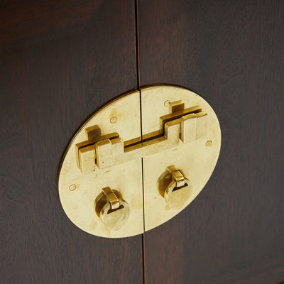 Modernist sideboard cabinet with unique bronze hardware. by Edward Wormley for Dunbar - WYETH