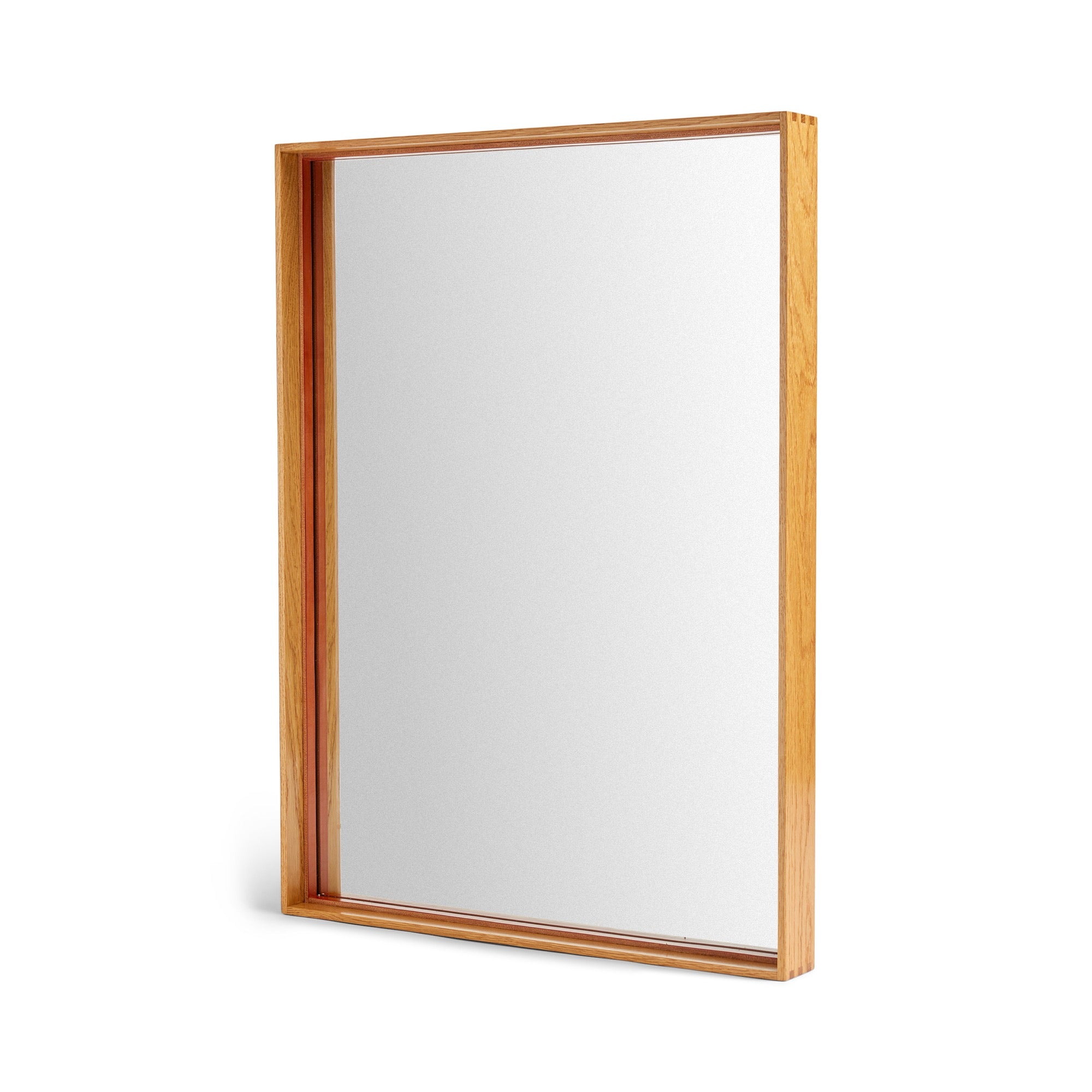 Original ‘Thin Line’ Solid Wood Mirror with Leather Trim by WYETH, Made to Order