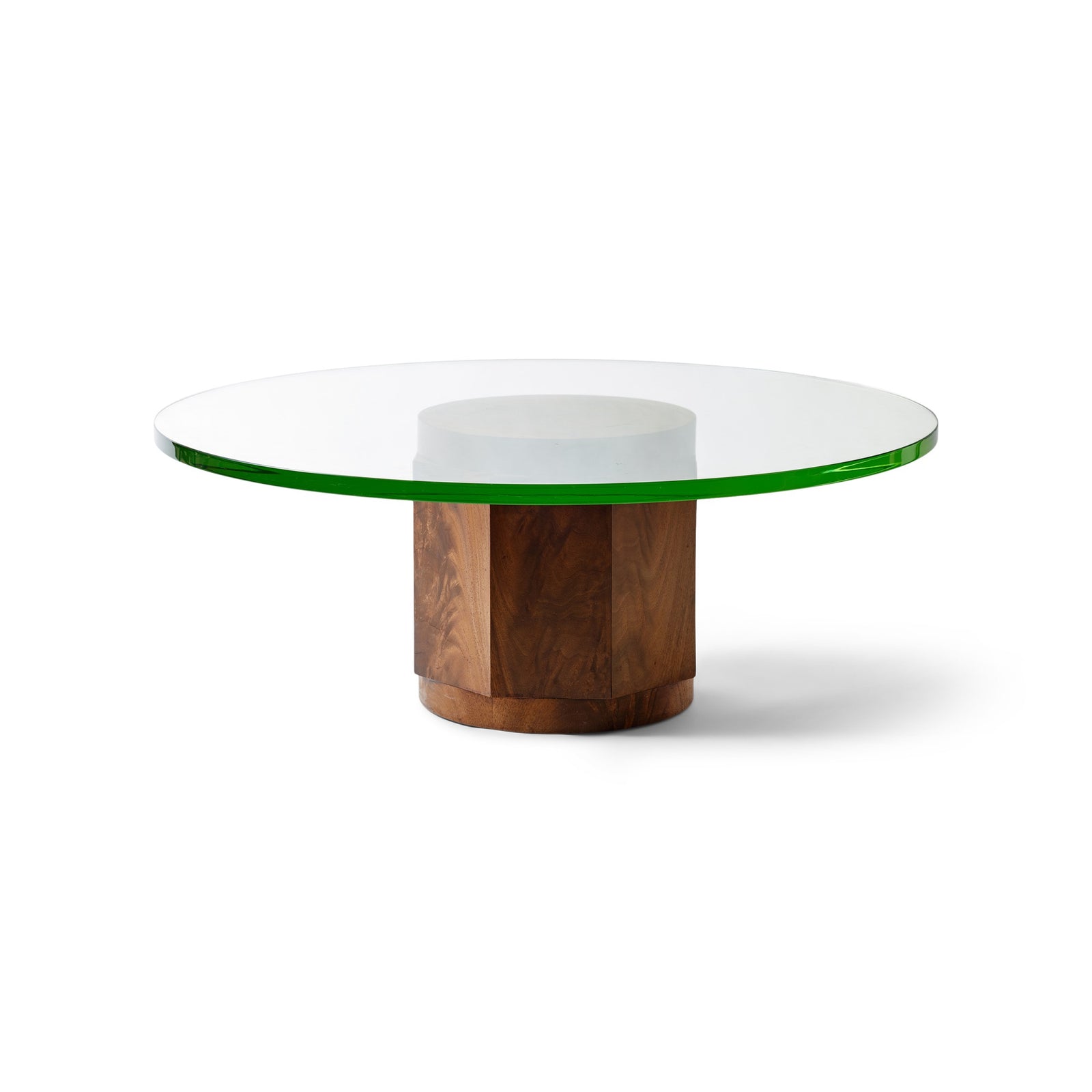 Faceted Column 1" Thick Glass Low Coffee Table by Edward Wormley for Dunbar