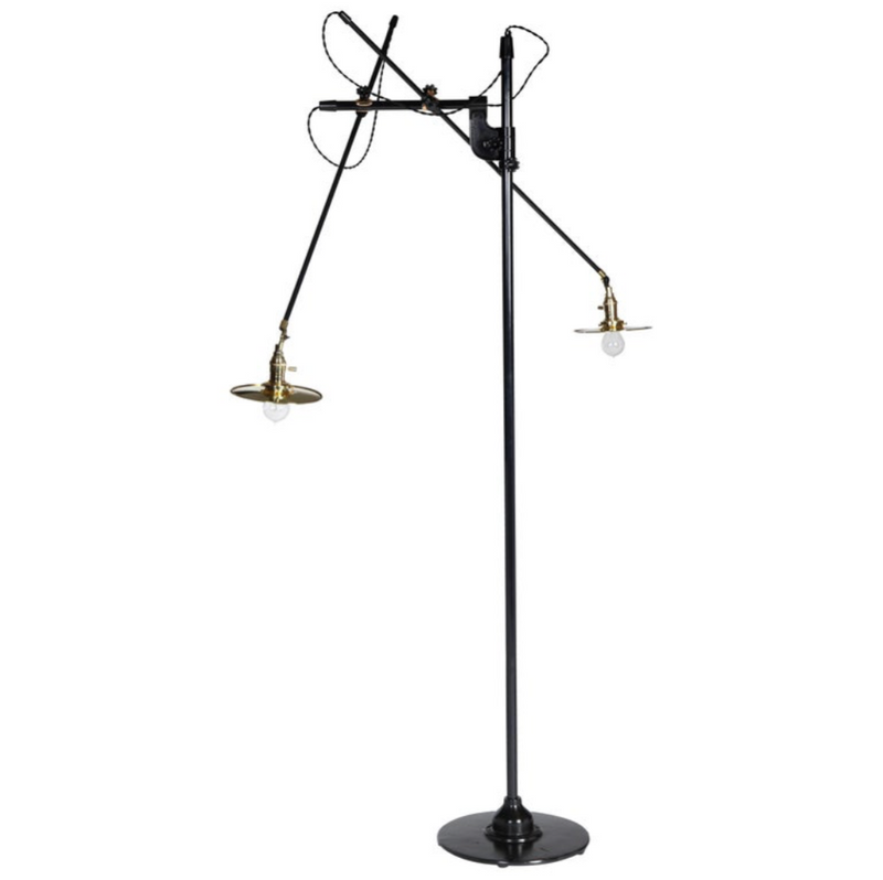 Adjustable 2 Arm O.C. White Floor Lamp Customized by O.C. White for O.C. White Co., 1900s