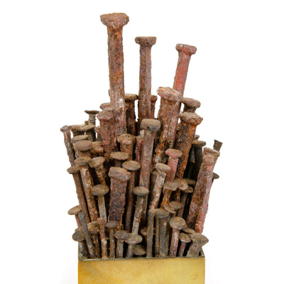 Steel Nail Sculpture in Bronze Box from USA