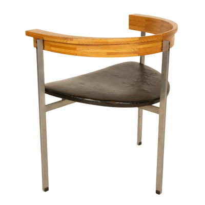 Oak Steel and Leather PK-11 Chair by Poul Kjaerholm for E. Kold Christensen, 1957