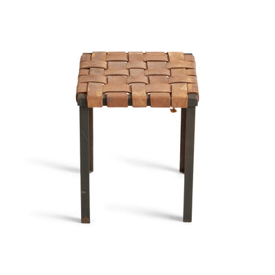 Woven Leather Stool by Swift and Monell