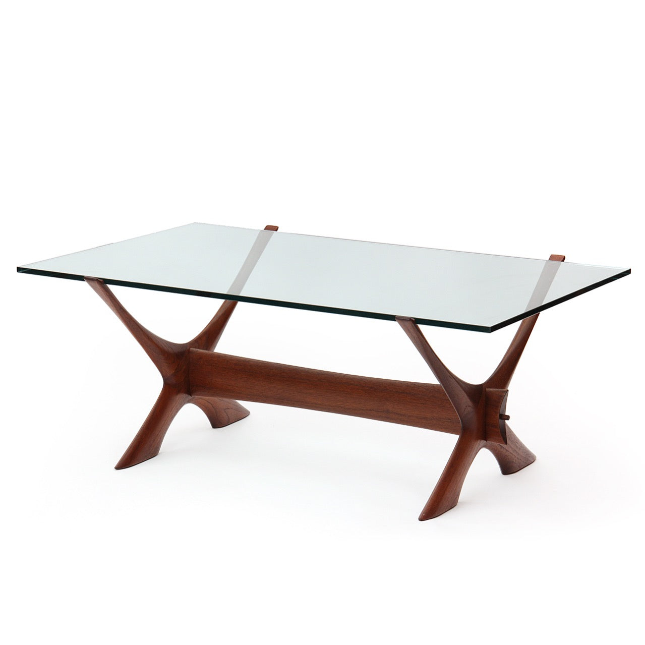 Sculptural Wood and Glass Low Table by Fredrik Schriever-Abeln for Örebro Glasfabrik