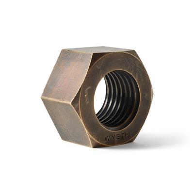 Patinated Bronze Industrial Machine Nut, WYETH