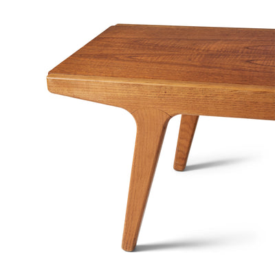 Unique Danish oak bench with a reversible leather & teak top by Unknown, 1960s