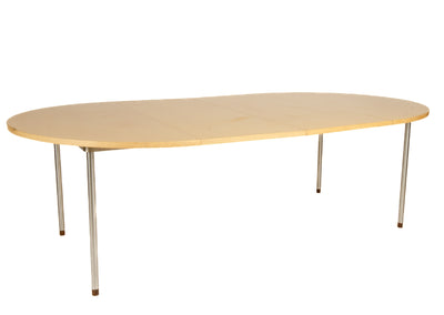 Minimal Birch and Metal Dining Table by Hans J. Wegner for PP Mobler, 1965 - WYETH