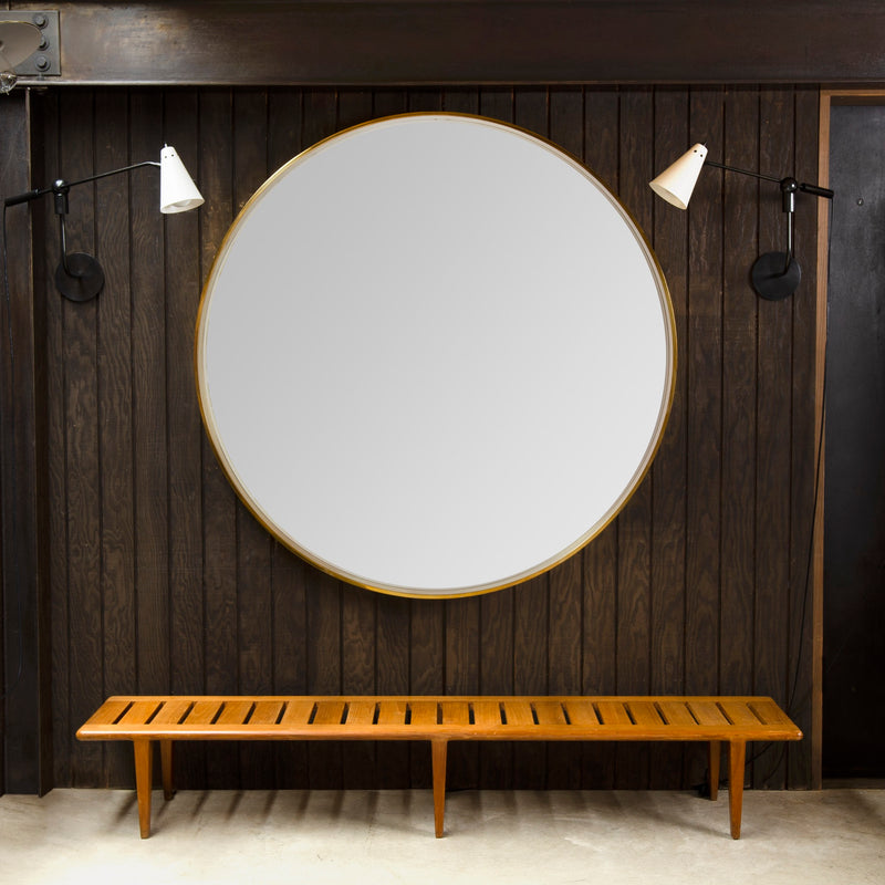 Original 55" Minimalist Round Mirror in Bronze by WYETH, Made to Order - WYETH