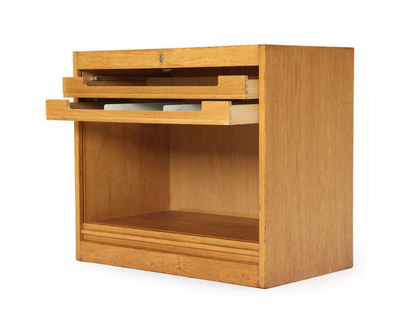 Oak Tambour Door File Cabinet by Hans J. Wegner for Johannes Hansen, 1960s