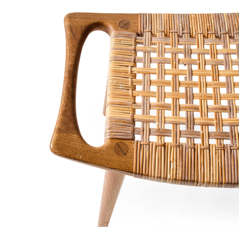 Oak and Cane Bench by Hans J. Wegner for Johannes Hansen