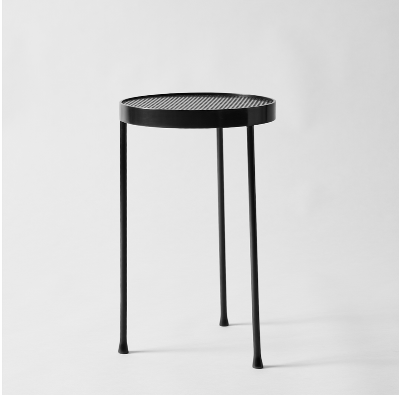 Perforated Top Side Table in Stainless Steel by WYETH