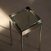 'Vista' Glass Block Table in Polished Stainless Steel with Round Legs by WYETH, Made to Order