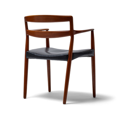 Teak and Leather Arm Chair by Ejner Larsen & Aksel Bender Madsen for Willy Beck