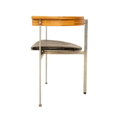 Oak Steel and Leather PK-11 Chair by Poul Kjaerholm for E. Kold Christensen, 1957