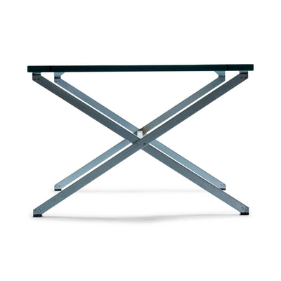 X Base Parallel Bar Glass Top Low Table by Florence Knoll for Knoll