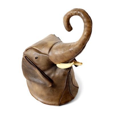 Wall Mount Leather Elephant Bust Attributed to Dimitri Omersa