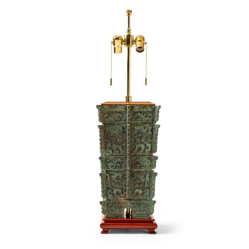 Archaic Bronze Table Lamp