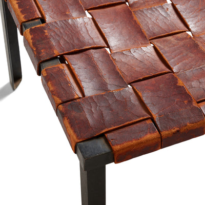 Woven Leather Stool by Swift and Monell