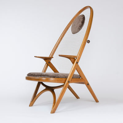 The Racquet Chair in Walnut and Nylon by Vestergaard Jensen for Peder Pedersen, 1955