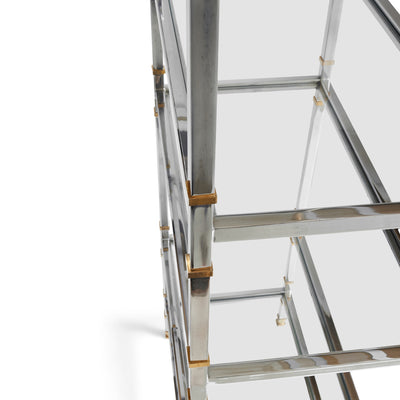 A Glamorous Chrome and Bronze Bookshelf /Étagère (pair available) from France, 1970s