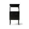 Blackened Steel Utility Table with drawer and storage cabinet