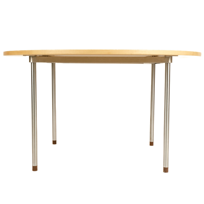 Minimal Birch and Metal Dining Table by Hans J. Wegner for PP Mobler, 1965