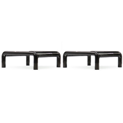 Pair of Glass and Steel Low Tables by Gae Aulenti, 1970s