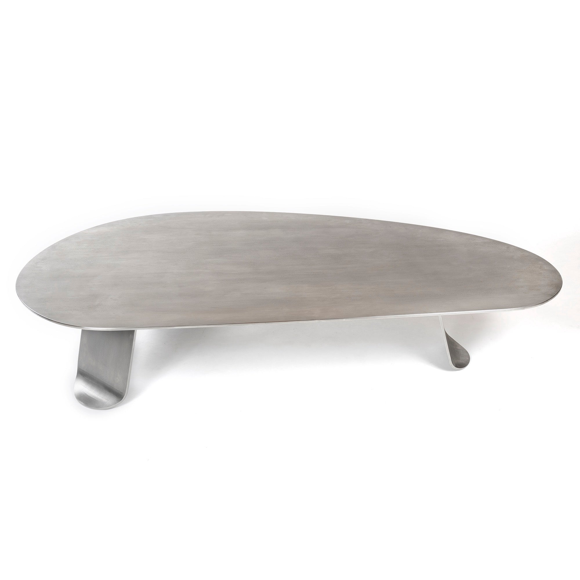 Chrysalis No 1. Low Table in Natural Grain Stainless Steel by WYETH, Made to Order