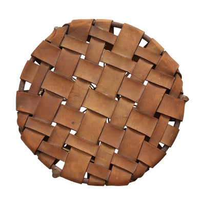 Woven Leather Stool by Swift and Monell