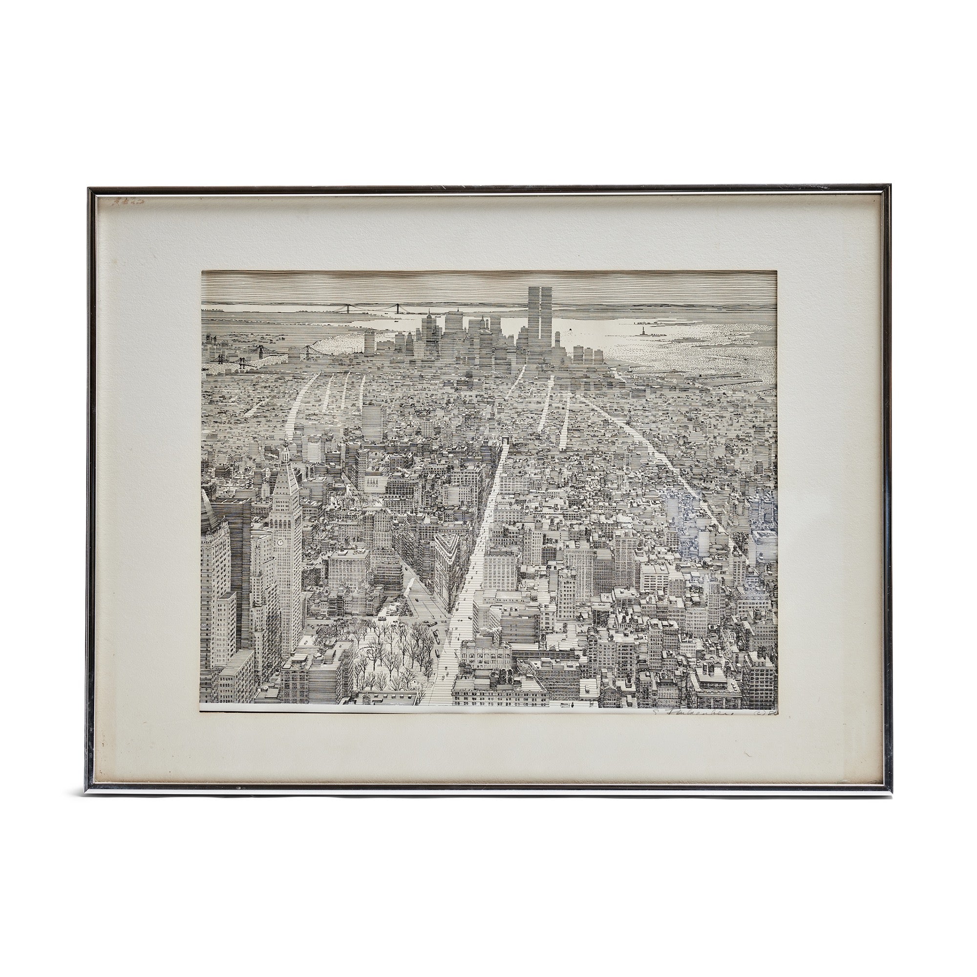 Lithograph of New York City Skyline by Finkenberg